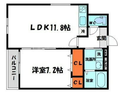 フジパレス月出町(1LDK/3階)の間取り写真