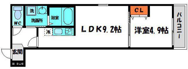 フジパレス萱島信和町1番館(1LDK/1階)の間取り写真