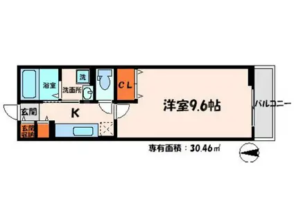 ベルガーデンⅡ(1K/2階)の間取り写真