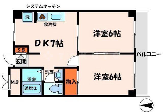 三幸ハイツ(2DK/1階)の間取り写真