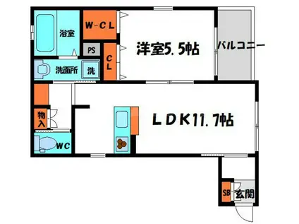 メゾンMK(1LDK/2階)の間取り写真