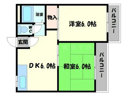 大丸マンション(2DK/4階)の間取り写真