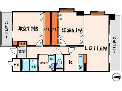 プレジール(2LDK/2階)の間取り写真