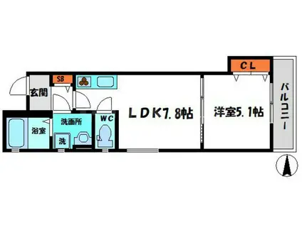 ラモーナ東光町Ⅱ(1DK/1階)の間取り写真