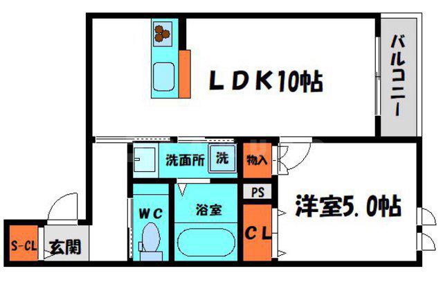 エリタージュ新森(1LDK/2階)の間取り写真