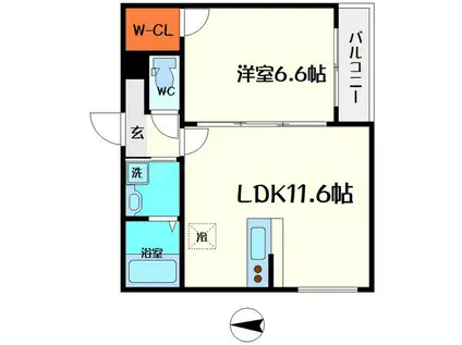 フジパレス守口7番館(1LDK/1階)の間取り写真