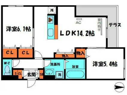 ロイヤルクレヴィア(2LDK/1階)の間取り写真