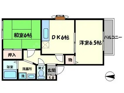 宏陽ハイツ(2DK/2階)の間取り写真