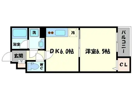 ノイヴェル大宮(1DK/1階)の間取り写真