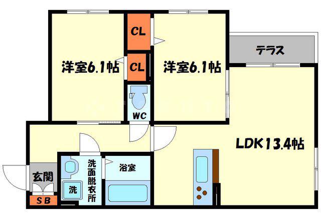 シャーメゾンフェリーク(2LDK/1階)の間取り写真