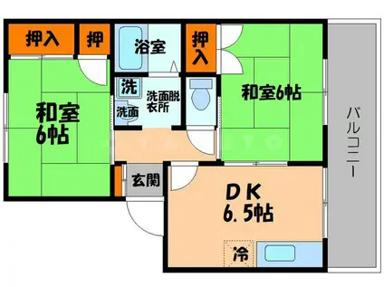 タウンコート守口(2DK/1階)の間取り写真