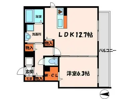 シャーメゾン ブランノワール(1LDK/2階)の間取り写真