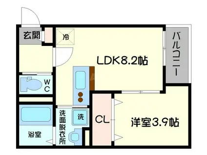 新森アパートメント(1LDK/1階)の間取り写真