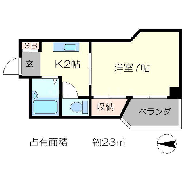 ラフィーネ四条堀川(1K/7階)の間取り写真