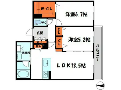 シャーメゾンZEN(2LDK/2階)の間取り写真