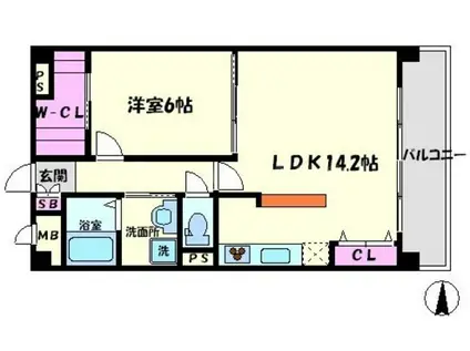 パレスモンレーヴ(1LDK/3階)の間取り写真