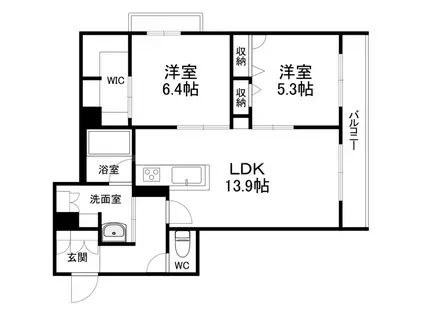 シャーメゾンベルクレスト(2LDK/2階)の間取り写真