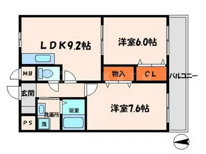ロジュマン門真(2LDK/8階)の間取り写真