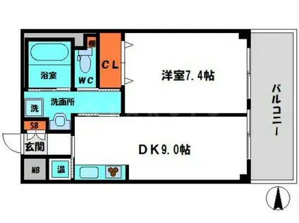 サンリスタ守口(1DK/5階)の間取り写真