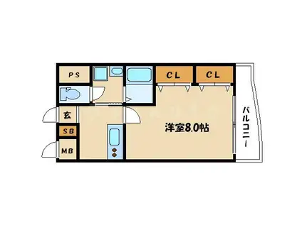 オマージュA(1K/3階)の間取り写真