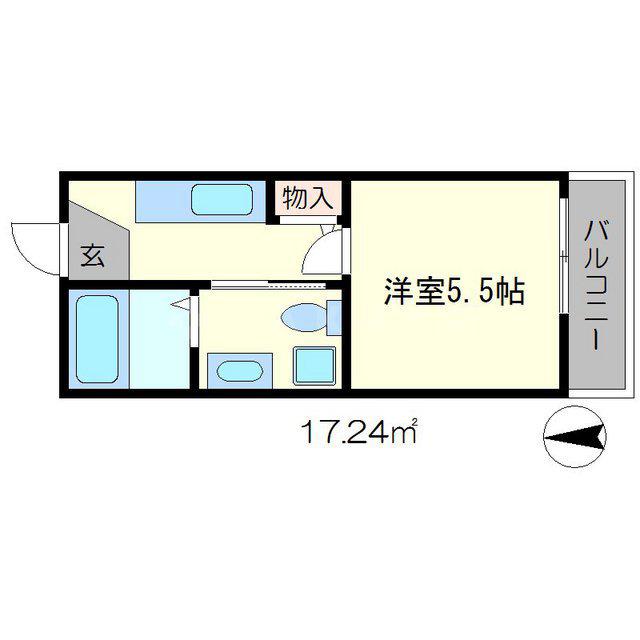 七条西大路メゾン(1K/2階)の間取り写真