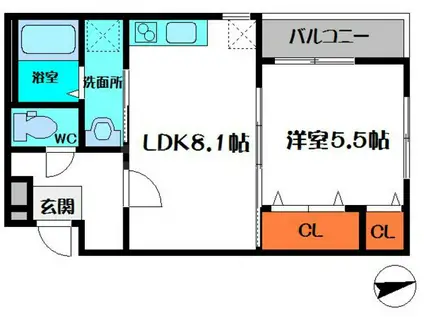 フジパレス大和田1番館(1LDK/1階)の間取り写真