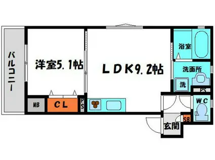 ラモーナ上野口(1LDK/2階)の間取り写真