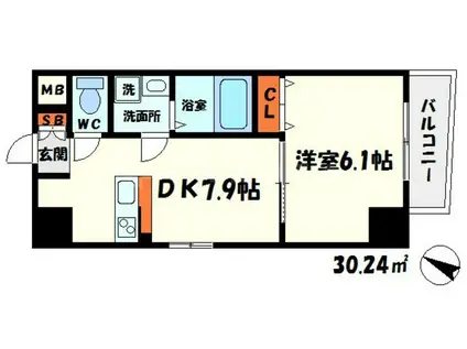 Mプラザ守口(1DK/2階)の間取り写真
