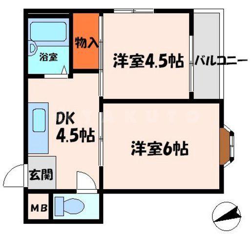 はいまあと(2K/2階)の間取り写真