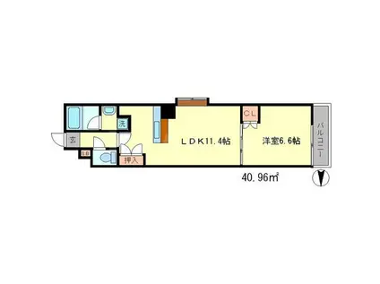 ベラジオ四条烏丸3(1LDK/3階)の間取り写真