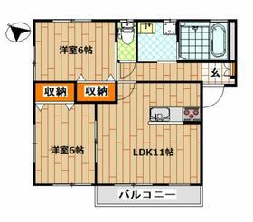 ベルクレストⅡ(2LDK/1階)の間取り写真