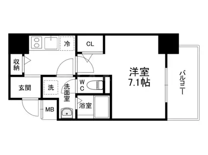 アドバンス上町台シュタット(1K/8階)の間取り写真