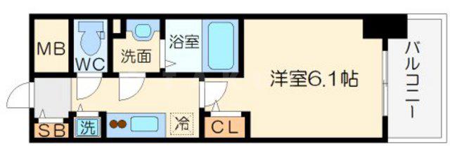 メインステージ大阪ノースマーク(1K/7階)の間取り写真