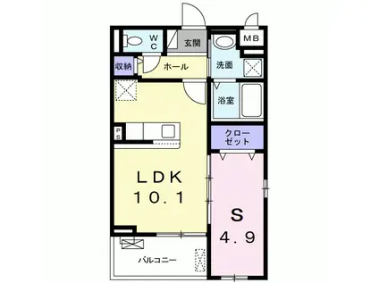 リエット・パラシオン(1LDK/2階)の間取り写真