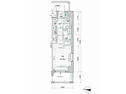 メインステージ押上Ⅳ(1K/2階)の間取り写真