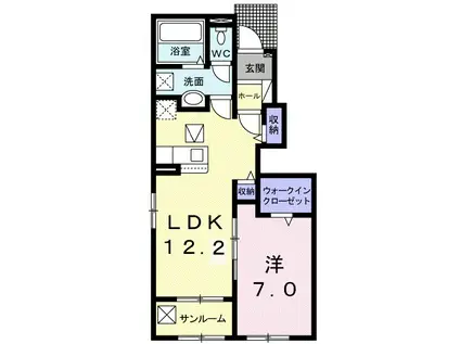 コリーヌ・ヴェルトⅡ(1LDK/1階)の間取り写真