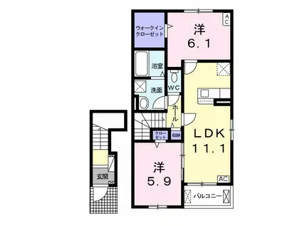 カルム ロジェ Ⅰ(2LDK/2階)の間取り写真