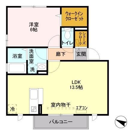 アスティオンⅢ(1LDK/2階)の間取り写真