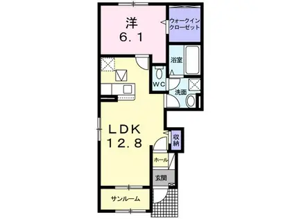 ブラウベルク塩浜Ⅰ(1LDK/1階)の間取り写真