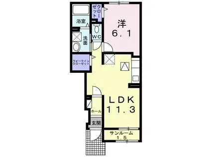 アルバスターⅢ(1LDK/1階)の間取り写真