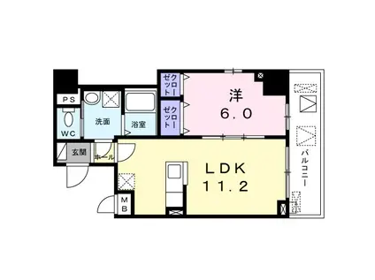 ムーンヒルズ大阪(1LDK/6階)の間取り写真