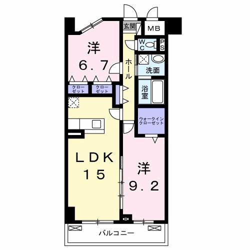 ムーンヒルズ大阪(2LDK/9階)の間取り写真