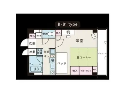 ドーミーいりなかアネックス(1K/1階)の間取り写真