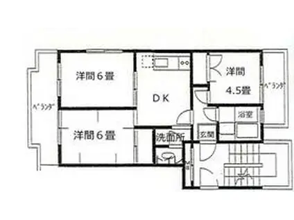 セントビラ(3DK/2階)の間取り写真