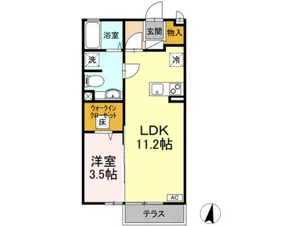 モナリエ春日Ⅰ・Ⅱ(1LDK/1階)の間取り写真