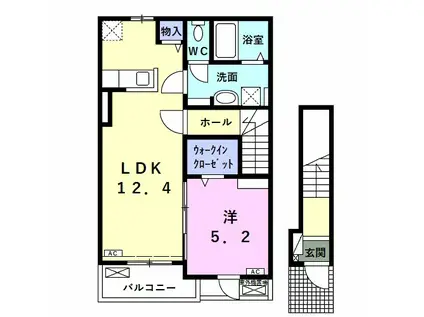 ヴァン ベール テラン(1LDK/2階)の間取り写真