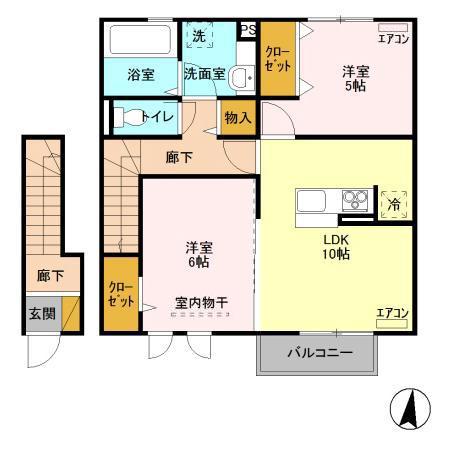 ロマージュNARITA Ⅱ(2LDK/2階)の間取り写真