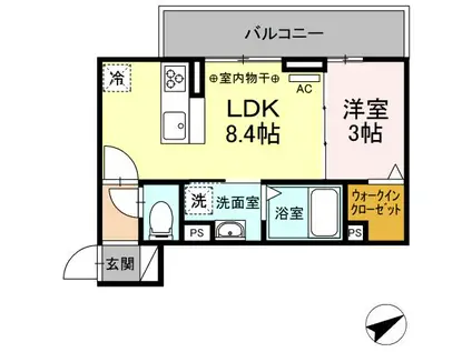 ブルーム(1LDK/3階)の間取り写真