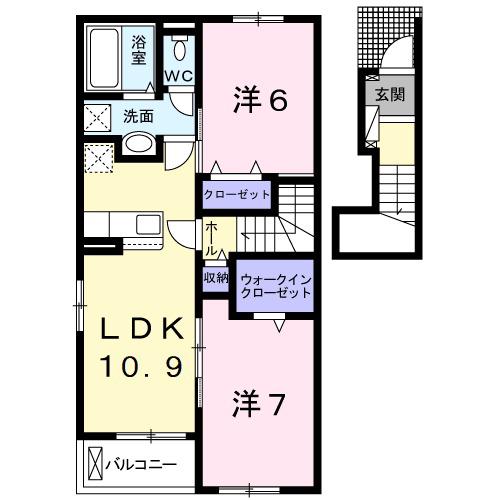 サンクレアⅢ(2LDK/2階)の間取り写真