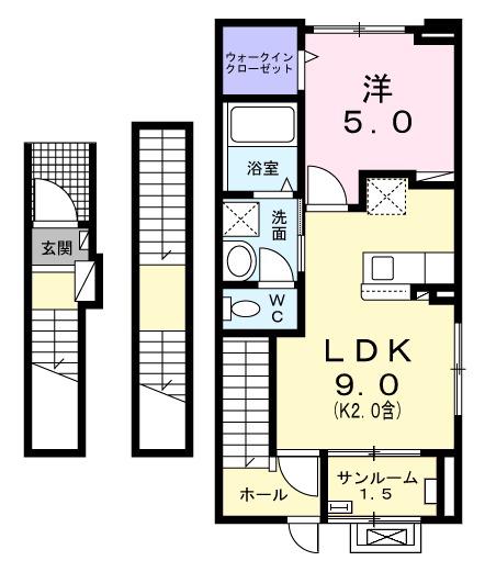 エルベート Ⅰ(1LDK/3階)の間取り写真